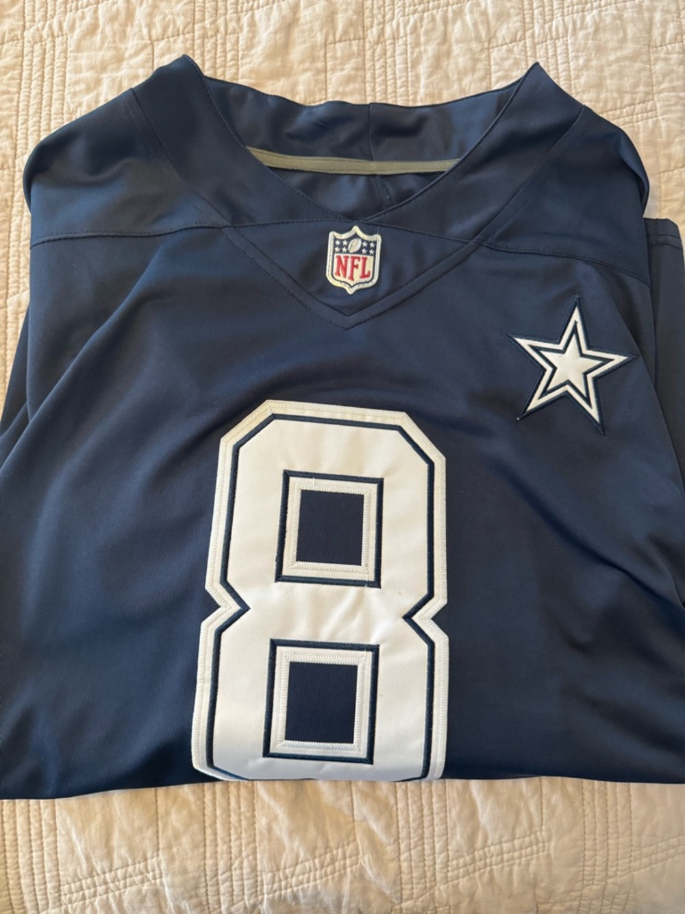 NFL Dallas Cowboys Navy and White #8 Football Jersey
